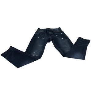 Old Navy Mens Relaxed Slim Taper Jeans Distressed Size 29x30 Dark Blue Denim